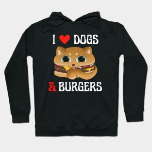 I Love Dogs and Burgers White Design Hoodie